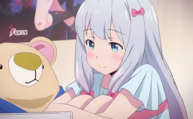 Izumi Sagiri, anime, anime girl, sitting, EroManga-Sensei