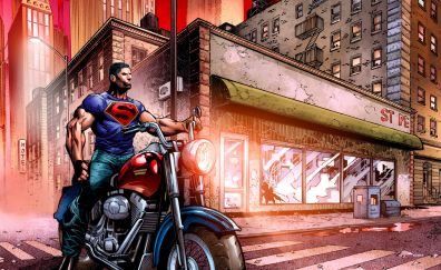 Superman on a motorcycle, superhero