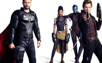 Avengers: infinity war, thor, star lord, nebula, 2010 movie, poster