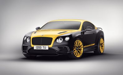 Yellow & black car, Bentley Continental GT