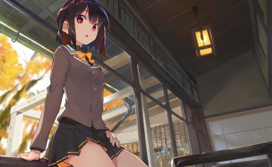 School uniform, anime girl, original, classroom