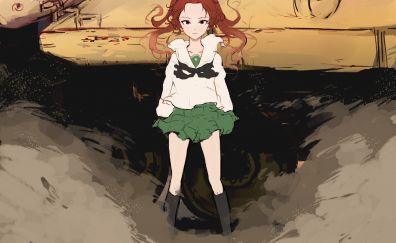 Anzu Kadotani, Girls und Panzer, anime girl, red head