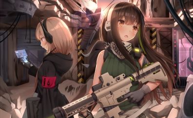Anime girls, gun, long hair, girls frontline
