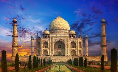 Taj Mahal, Agra, monument, architecture, sunset
