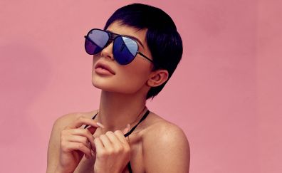 Kylie jenner, sunglasses, short hair, 4k