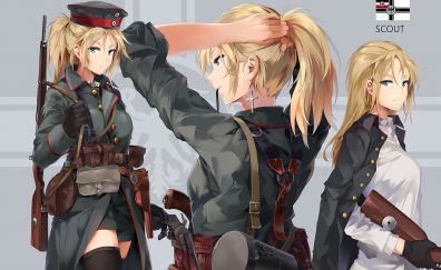 Anime girls, army, original