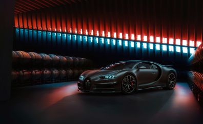 Black Bugatti Chiron, 2020, black car