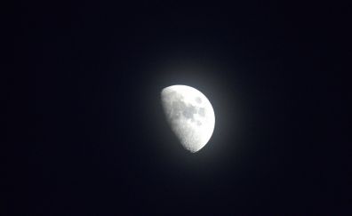 Half moon, night, dark, 4k