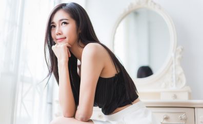 Cute Asian, woman, model