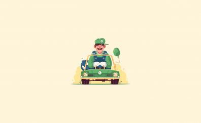 Mario Kart, video game, minimal, art