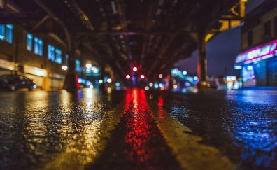 Cityscape, New York, Rain, Road