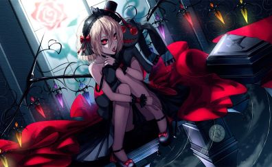 Flandre Scarlet, Touhou, anime girl, red and black dress