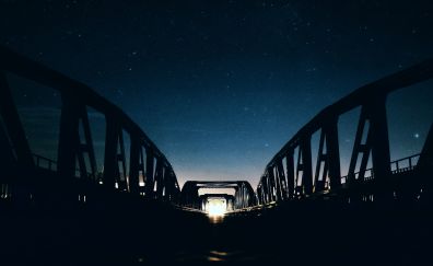 Bridge, night view, night, sky, 5k