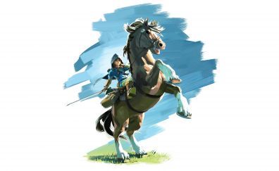 The Legend of Zelda: Breath of the Wild, video game, horse ride, Link, 8k