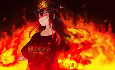 Oda Nobukatsu, Fate/Grand Order, fire, anime girl, angry