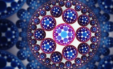 Blue, circles, fractal, pattern, abstract