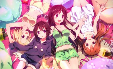 A Channel, anime girls, lying down, 4k