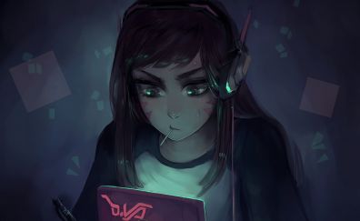 D.VA, overwatch, playing games, online game
