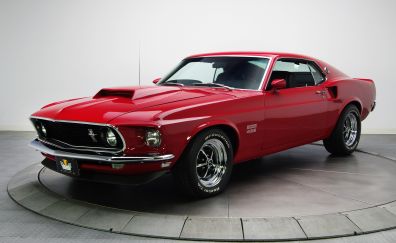 Ford Mustang Boss, red muscle car