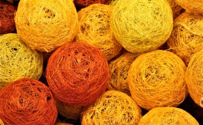 yellow yarn balls, weaving