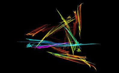 Modern art, abstract, colorful lines, dark