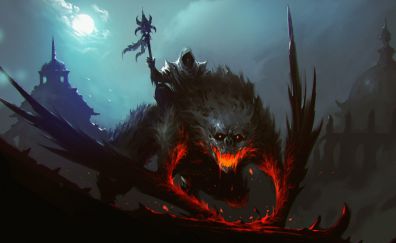 Monster king with creature, fantasy
