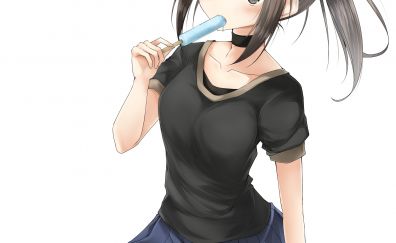 Anime girl eating candy