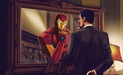 Iron man, superhero, mirror, art