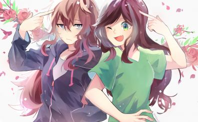 Two crazy girls, anime, original