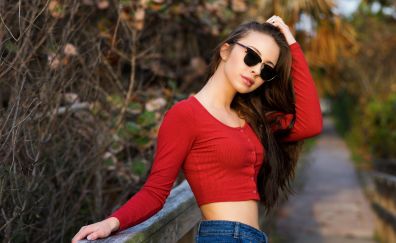 Sunglasses, girl model, outdoor