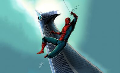 Spiderman, swing, tower, artwork