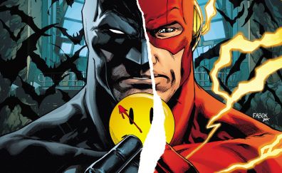 The flash, batman, superhero, dc comics, face off