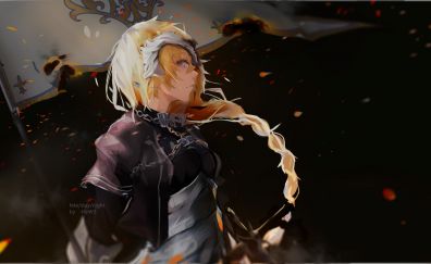 Ruler, fate series, blonde anime girl, art, anime