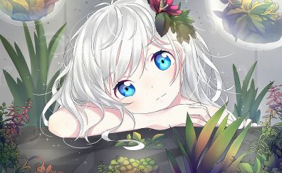 Blue eyes, anime girl, original, cute face