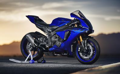 2018 bike, blue Yamaha YZF-R1M, 4k