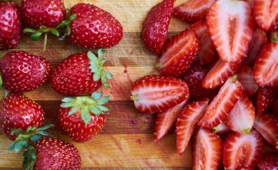Close up, slices, strawberry, fruits