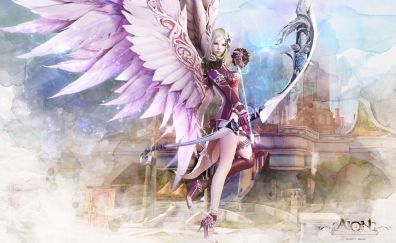 Wings, fantasy, woman, game, Aion: tower of eternity, archer