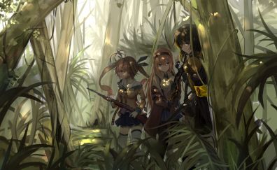 Anime girls, forest, girls frontline