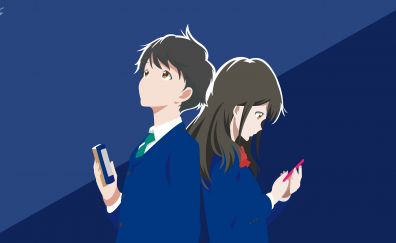 Cute, Akane Mizuno, Kotarou Azumi, Anime, Tsuki Ga Kirei, anime couple, 4k