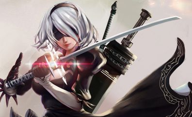 Video game, 2B Nier: Automata, girl warrior