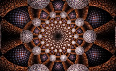 Fractal, spheres, pattern, circles, abstract