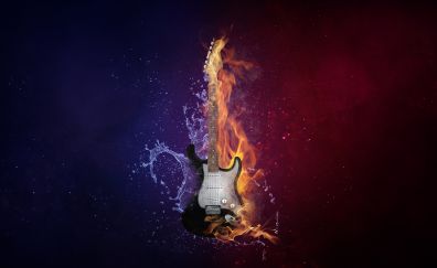 Abstract, fire, water, guitar, music