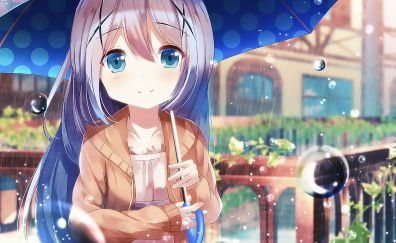 Cute anime girl, Chino Kafū, Is the Order a Rabbit?, umbrella