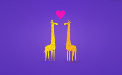 Giraffe, love, couple, minimal, animal, cartoon