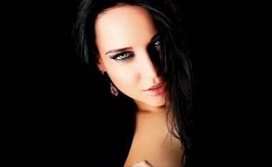 Angelina Petrova, green eyes, face, girl model