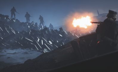 Battlefield 1, video game, fight, night