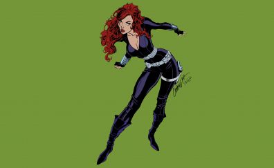 Black widow, red head, minimal, superhero, marvel comics, avengers