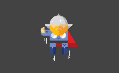 Thor, superhero, marvel comics, minimalism, 2017
