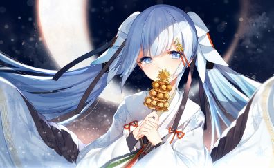 Hatsune miku, cute, white dress, traditional