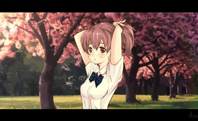 Worried anime girl in park, Shouko Nishimiya, Koe no Katachi